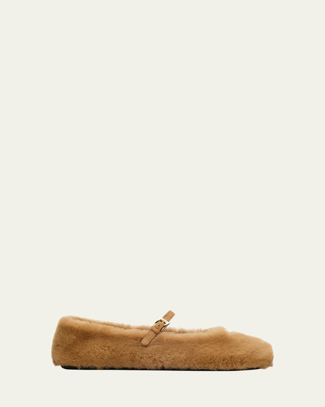 Shearling Mary Jane Ballerina Flats